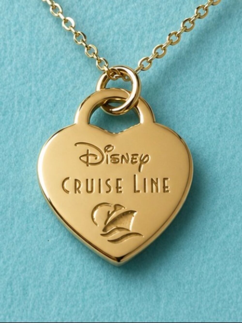 10k Solid Gold Inspired Disney Cruise Line 17mm x 15mm Pendant Necklace